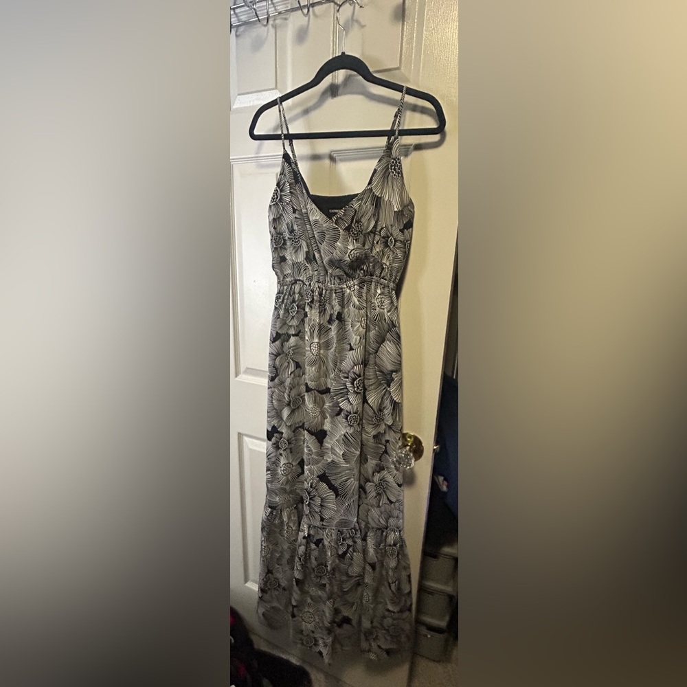Express Black and White Strapless Sundress